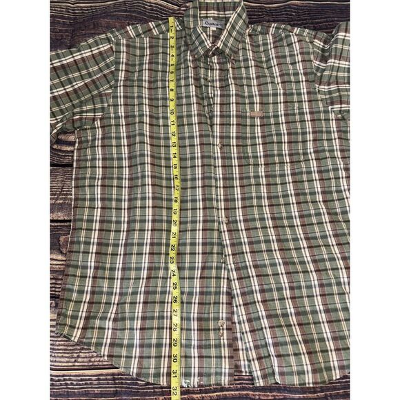 CARHARTT Short Sleeve Plaid Men's Shirt Size L Regular Button Front Read* - Picture 4 of 5